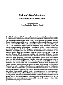 Malraux's T2te D'obsidienne: Revisiting the Avant-Garde