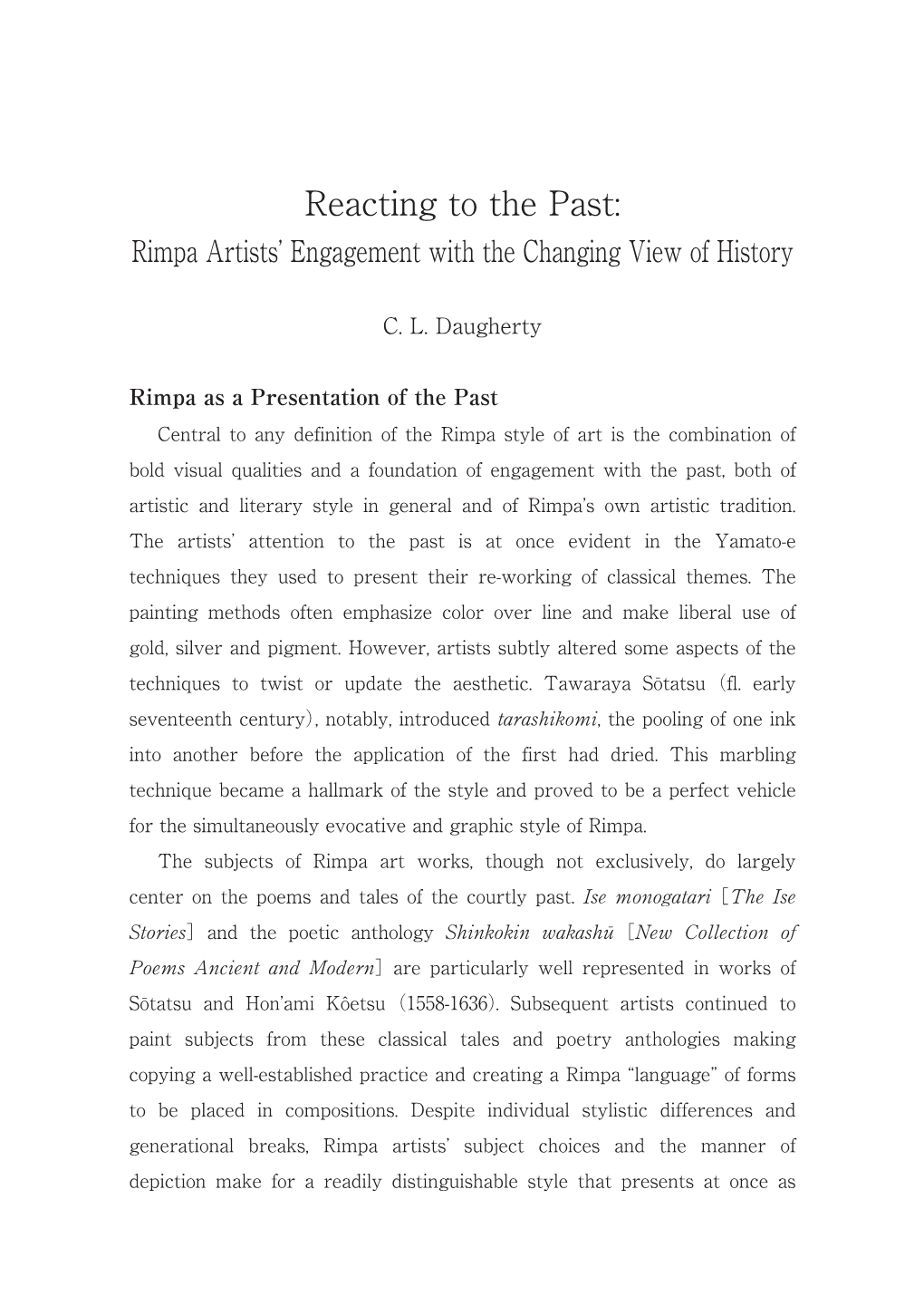 Reacting to the Past: Rimpa Artists’ Engagement with the Changing View of History （ ）－－119