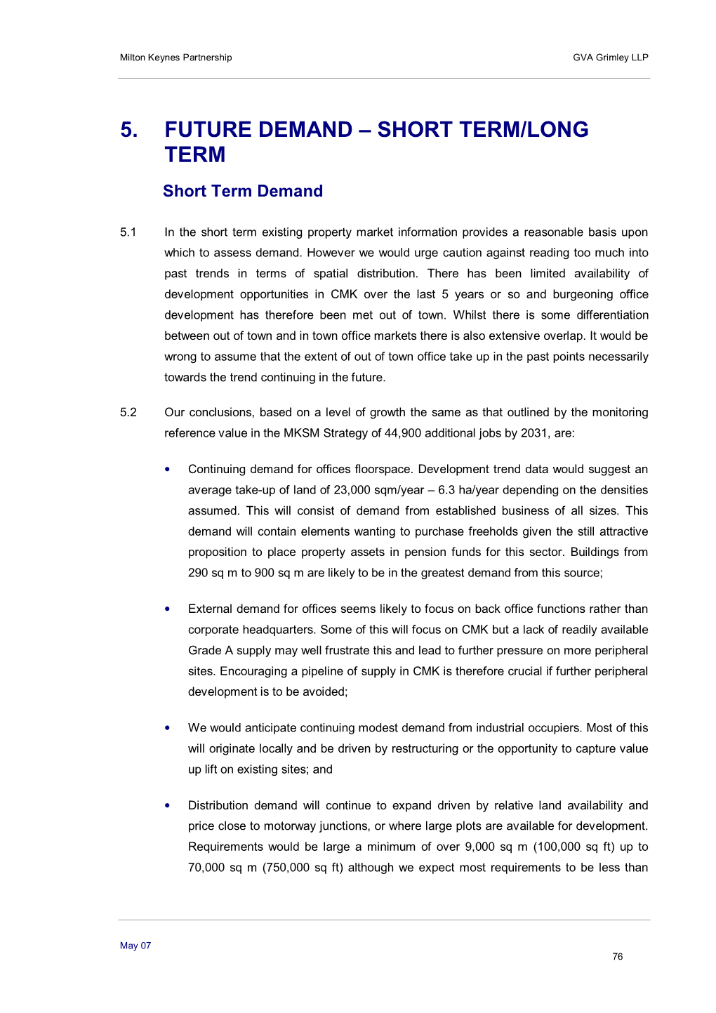 5. Future Demand – Short Term/Long Term