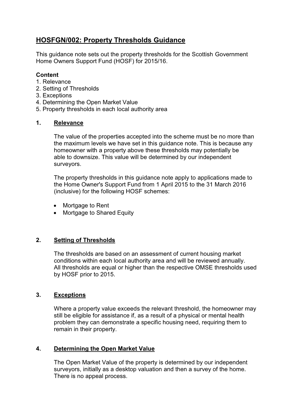 Property Thresholds Guidance