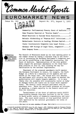 Issue No. 341 Repo~T No. 271, August 1, 1975