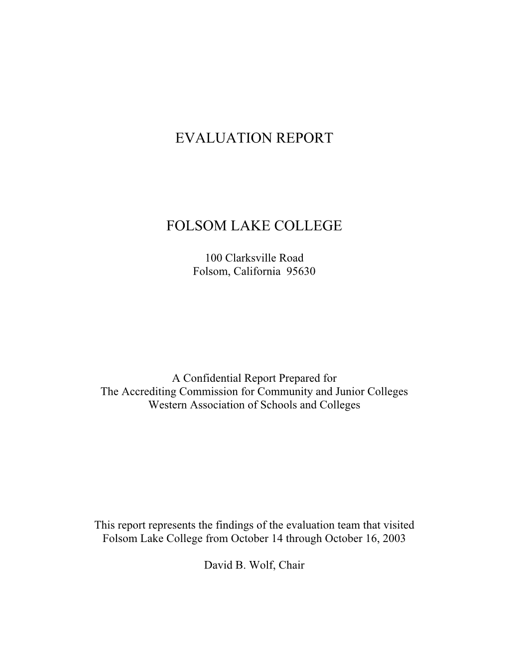 Evaluation Report