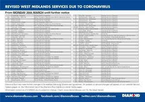 Revised West Midlands Services Due To