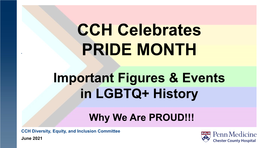 CCH Celebrates PRIDE MONTH
