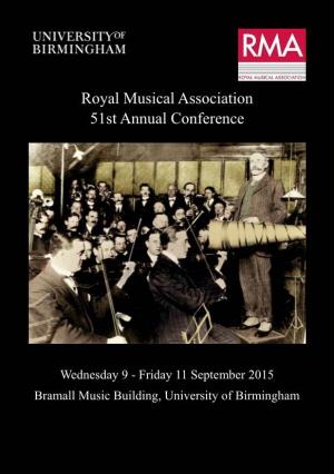Royal Musical Association 51St Annual Conference