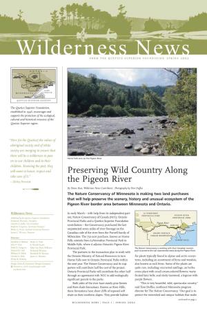 Preserving Wild Country Along the Pigeon River
