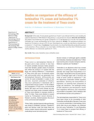 Studies on Comparison of the Efficacy of Terbinafine 1% Cream and Butenafine 1% Cream for the Treatment of Tinea Cruris