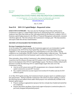 2019–21 Capital Budget - Requested Action