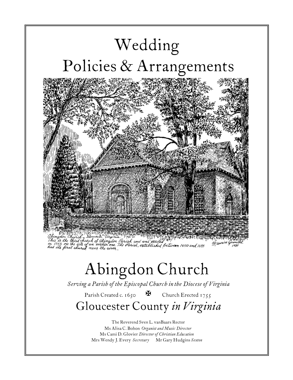 Wedding Policies & Arrangements Abingdon Church