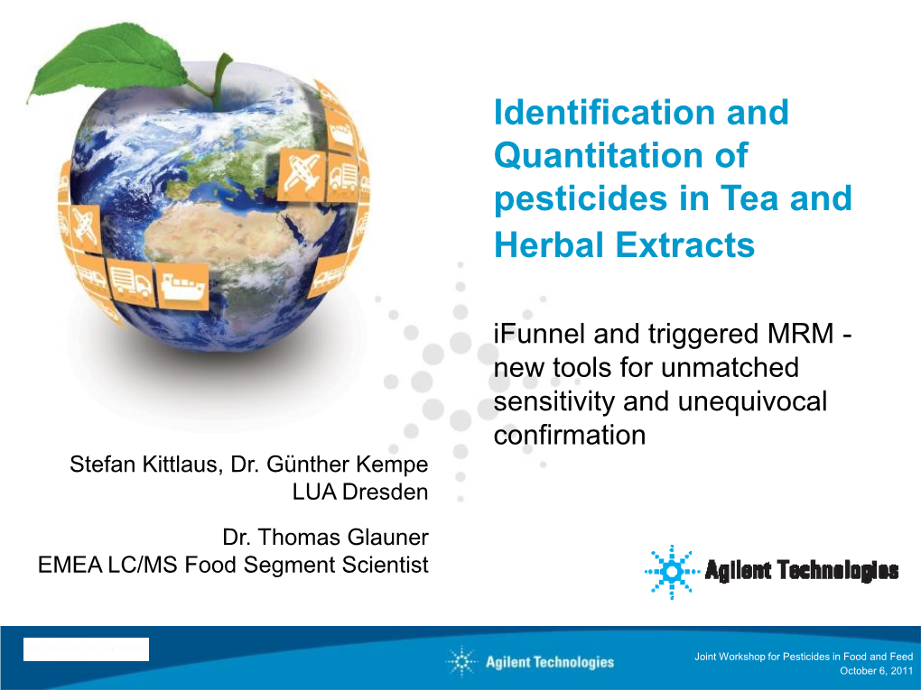 Identification and Quantitation of Pesticides in Tea and Herbal Extracts