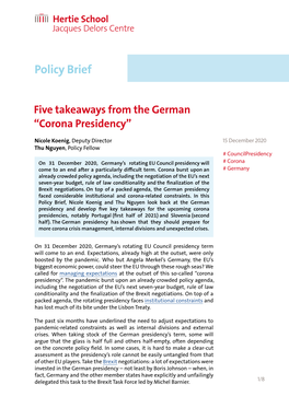 Five Takeaways from the German “Corona Presidency”