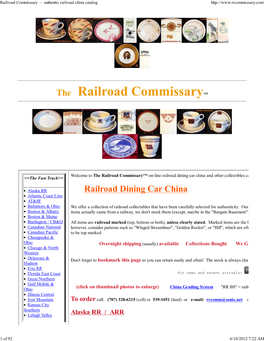 Railroad Commissary – Authentic Railroad China Catalog