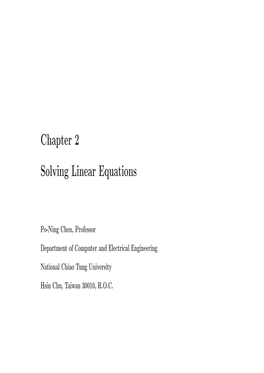 Chapter 2 Solving Linear Equations