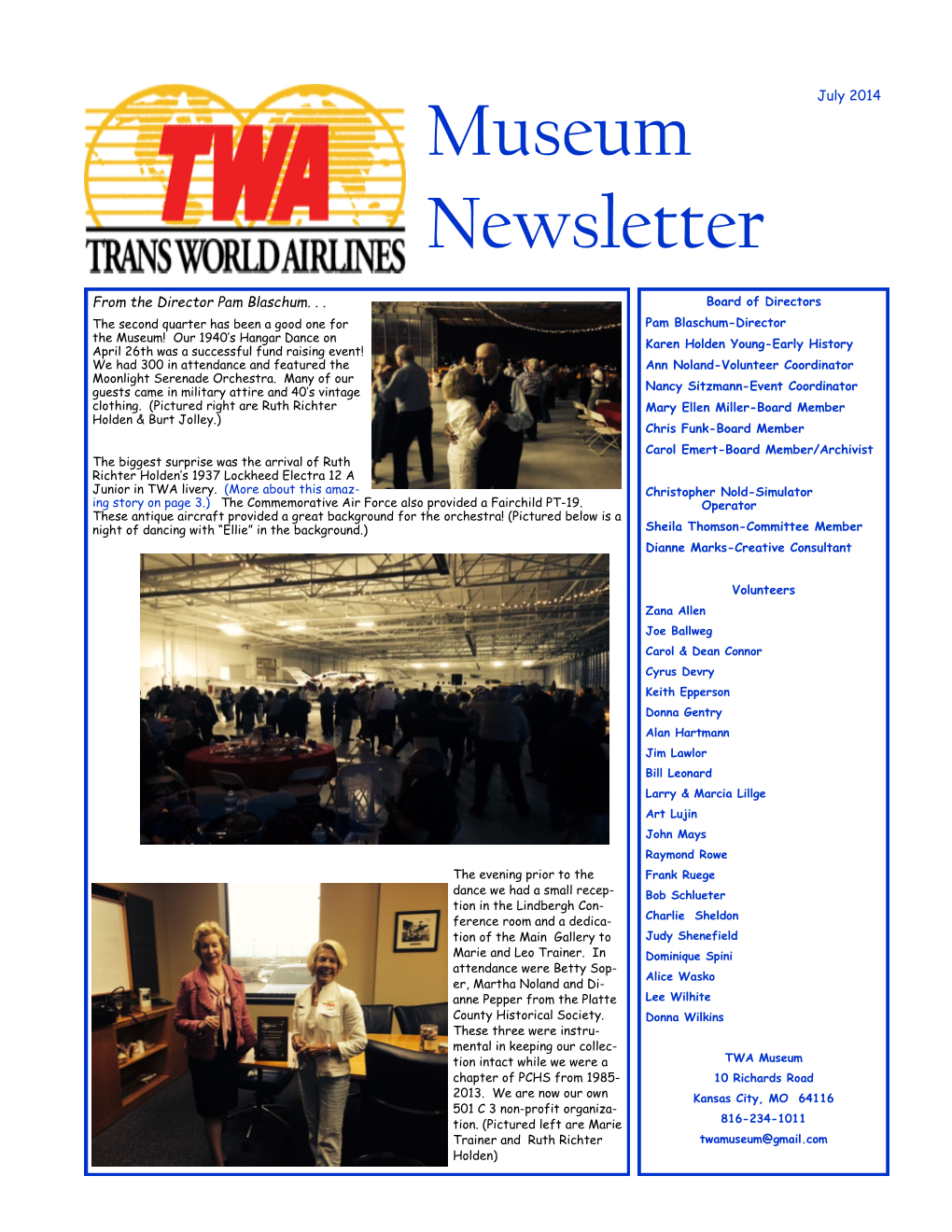 July 2014 Museum Newsletter