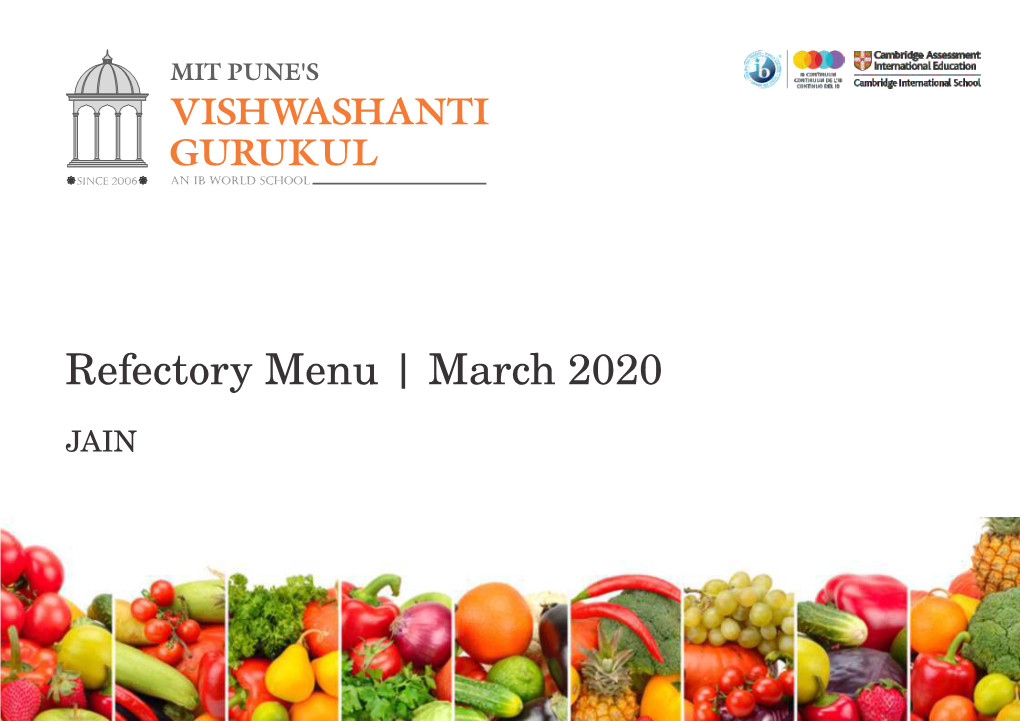 Refectory Menu | March 2020