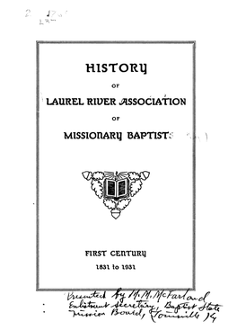 History of Laurel River Assoc KY 1931-Ocr.Pdf (2.587Mb)