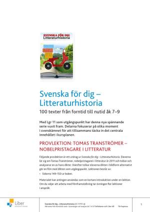 Svenska För Dig – Litteraturhistoria 100 Texter Från Forntid Till Nutid Åk 7–9