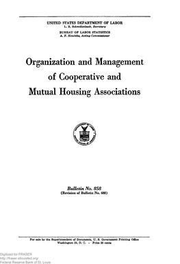 Organization and Management of Cooperative and Mutual Housing Associations