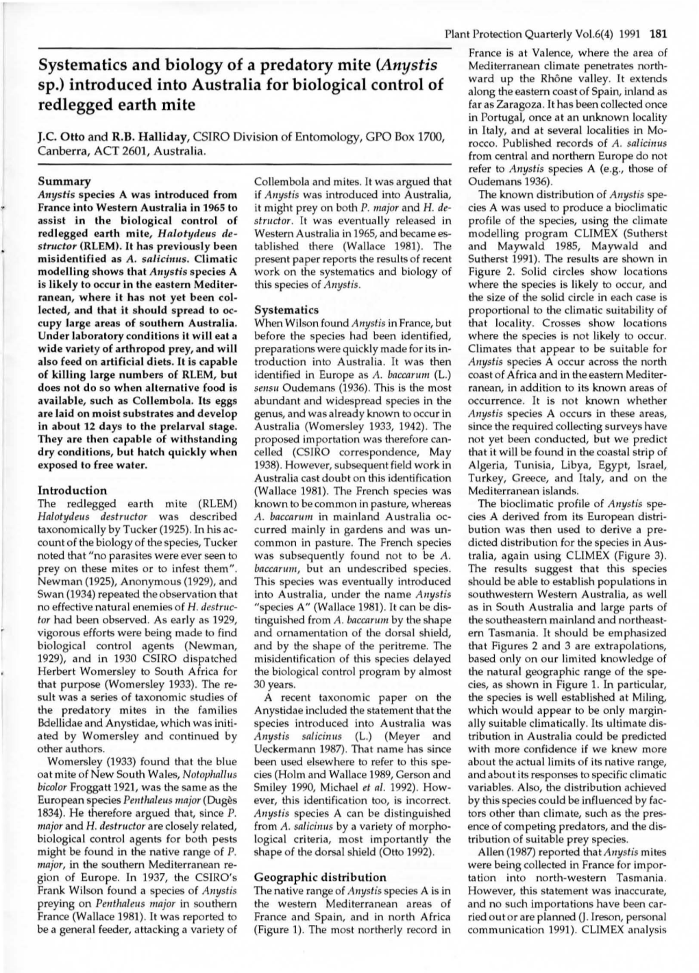 Systematics and Biology of a Predatory Mite (Anystis Mediterranean Climate Penetrates North­ Ward up the Rhone Valley