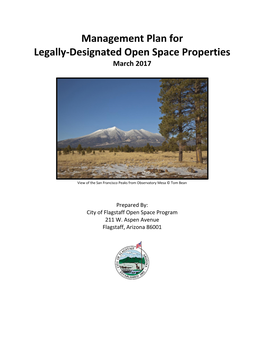 Management Plan for Legally-Designated Open Space Properties March 2017