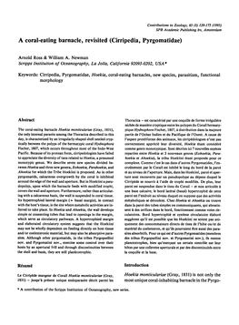 A Coral-Eating Barnacle, Revisited (Cirripedia, Pyrgomatidae)