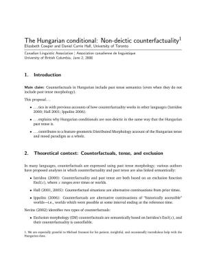 The Hungarian Conditional: Non-Deictic Counterfactuality