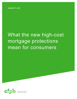 What the New High Cost Mortgage Protections Mean for Consumers