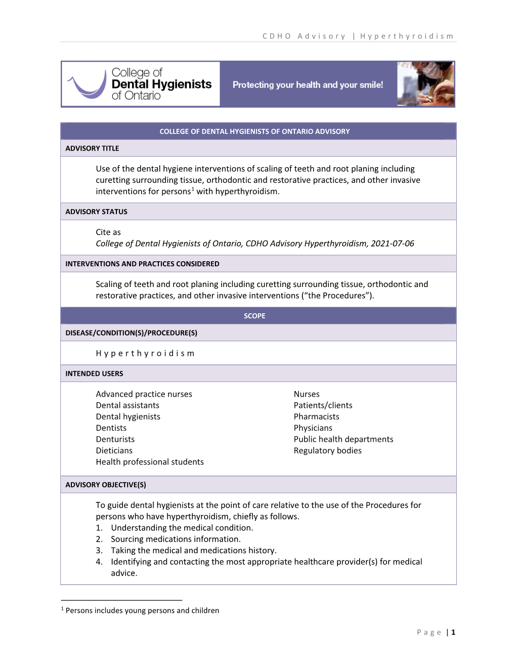 CDHO Advisory Hyperthyroidism, 2021-07-06