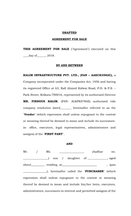 Agreement for Sale