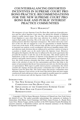Recommendations for the New Supreme Court Pro Bono Bar and Public Interest Practice Communities