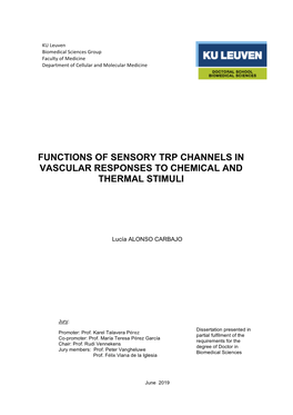 Functions of Sensory Trp Channels in Vascular Responses to Chemical and Thermal Stimuli