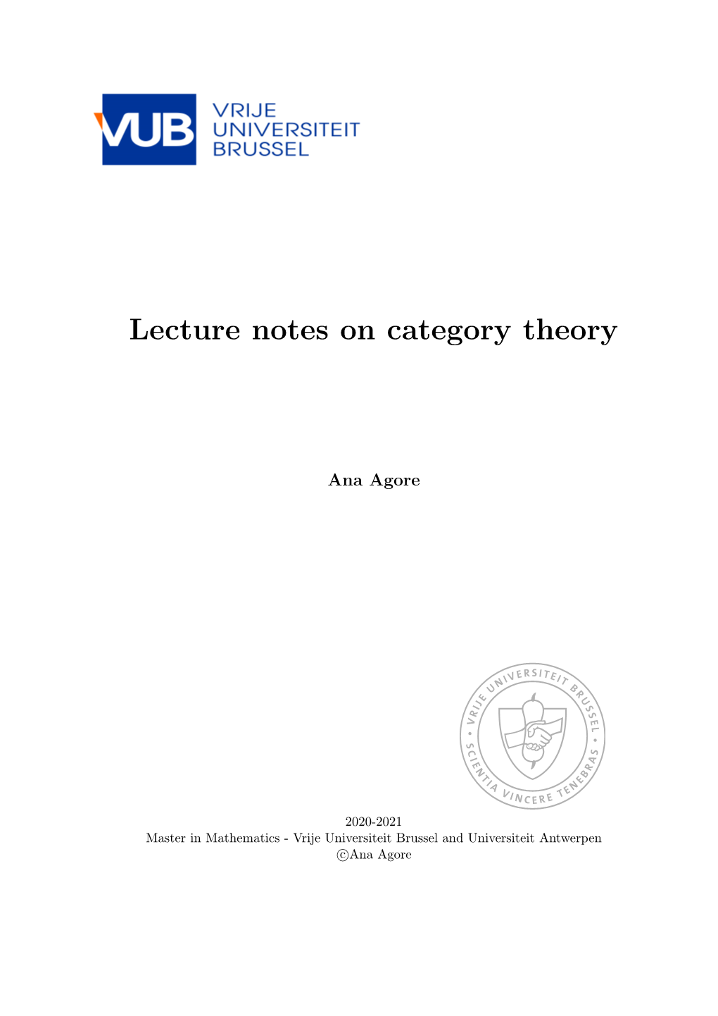Lecture Notes on Category Theory