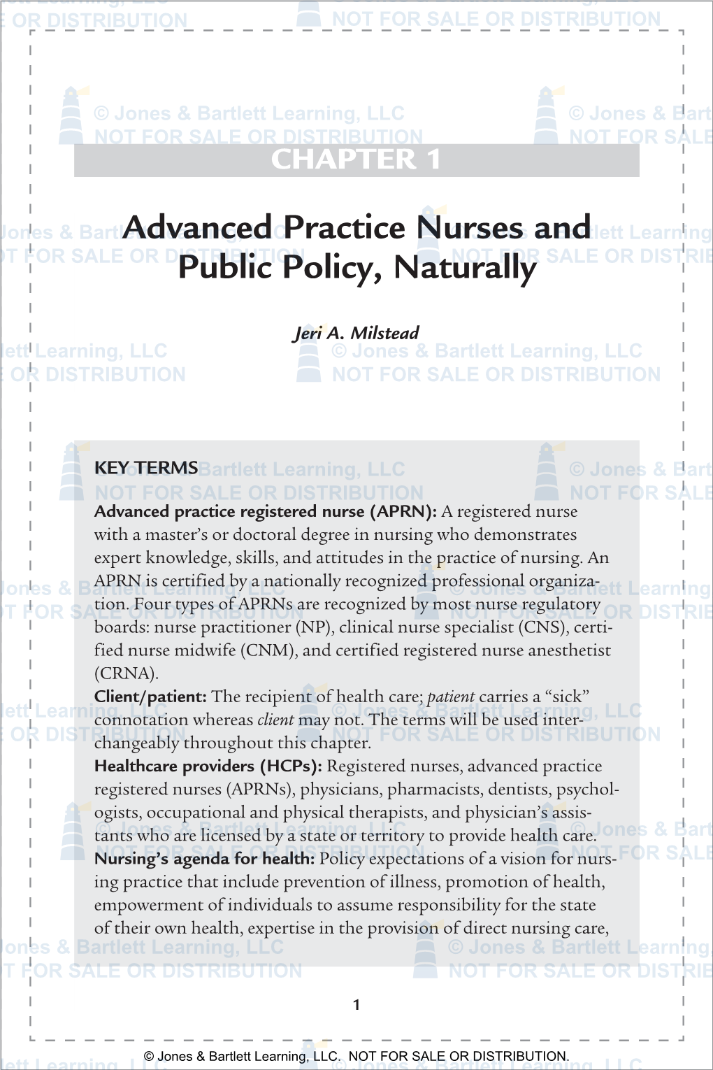 Advanced Practice Nurses and Public Policy, Naturally