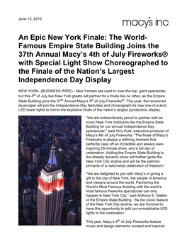 An Epic New York Finale: the World- Famous Empire State Building
