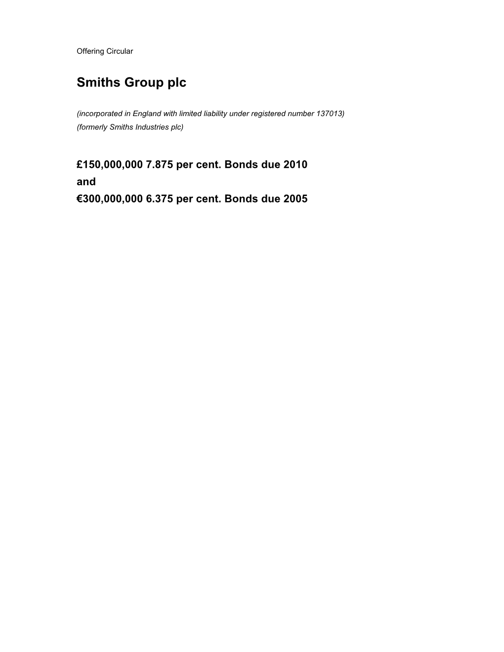 Smiths Group Plc