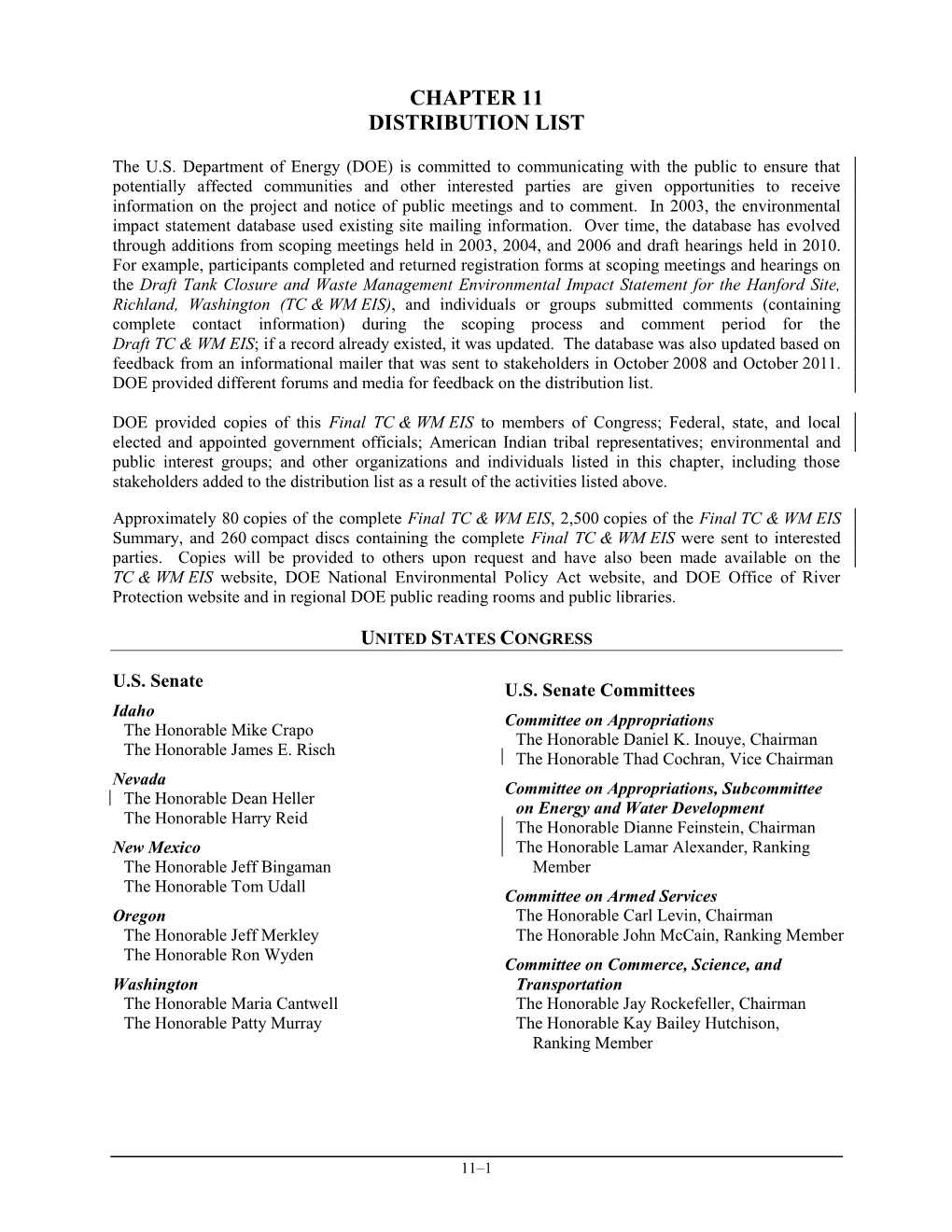 Tank Closure and Waste Management Environmental Impact Statement