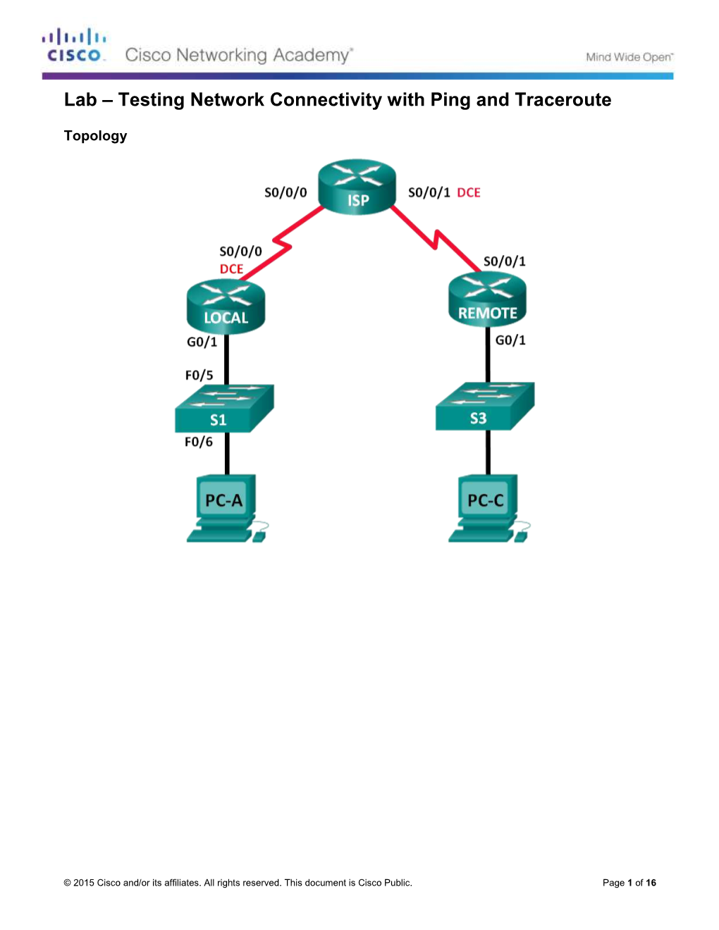 Lab – Testing Network Connectivity with Ping and Traceroute