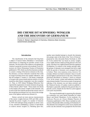 Winkler and the Discovery of Germanium
