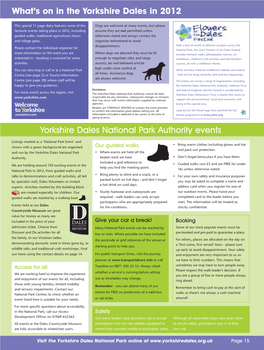 What's on in the Yorkshire Dales in 2012 Yorkshire Dales National Park