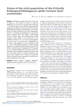 Status of the Relict Population of the Critically Endangered Madagascar Spider Tortoise Pyxis Arachnoides