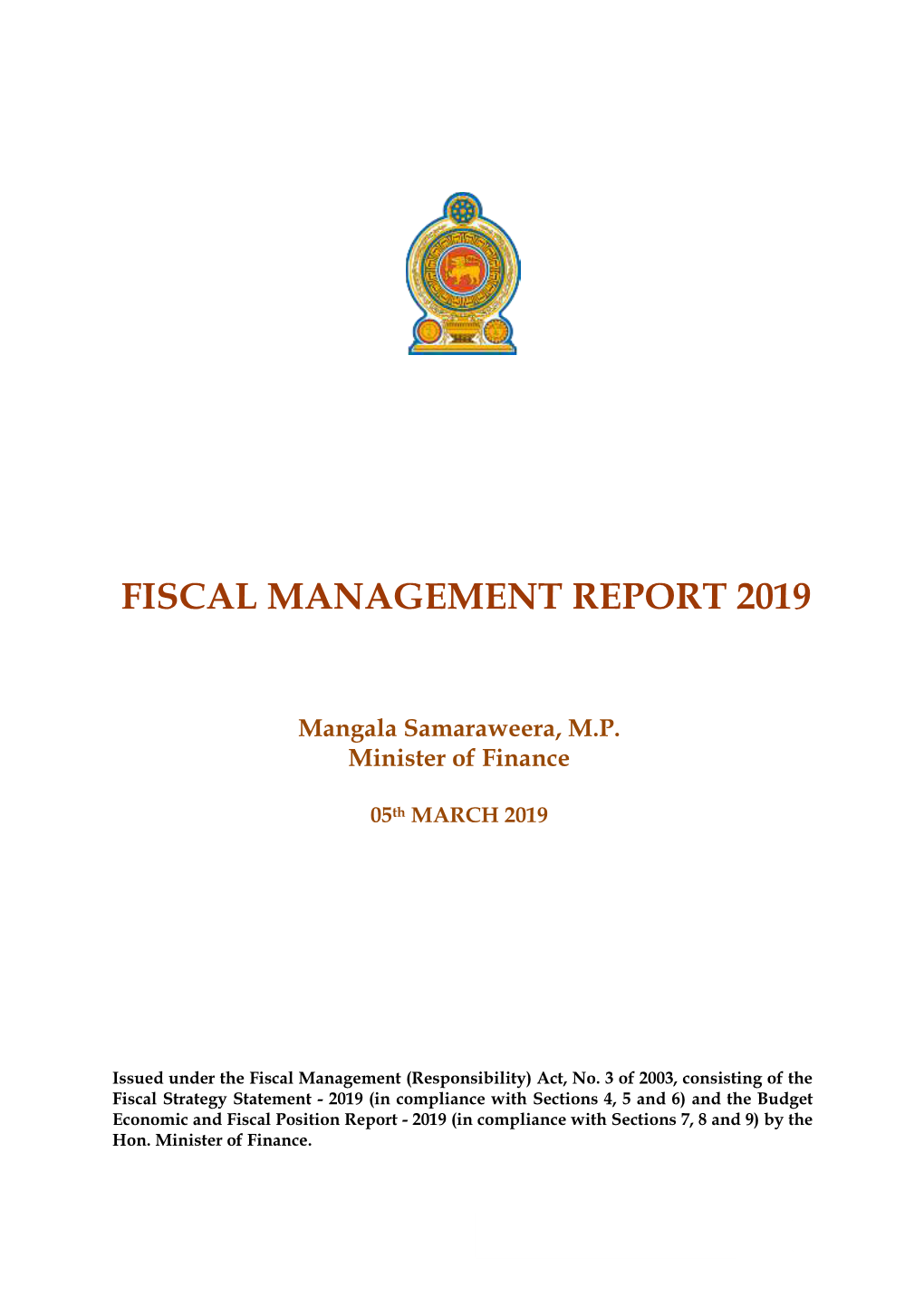 Fiscal Management Report 2019