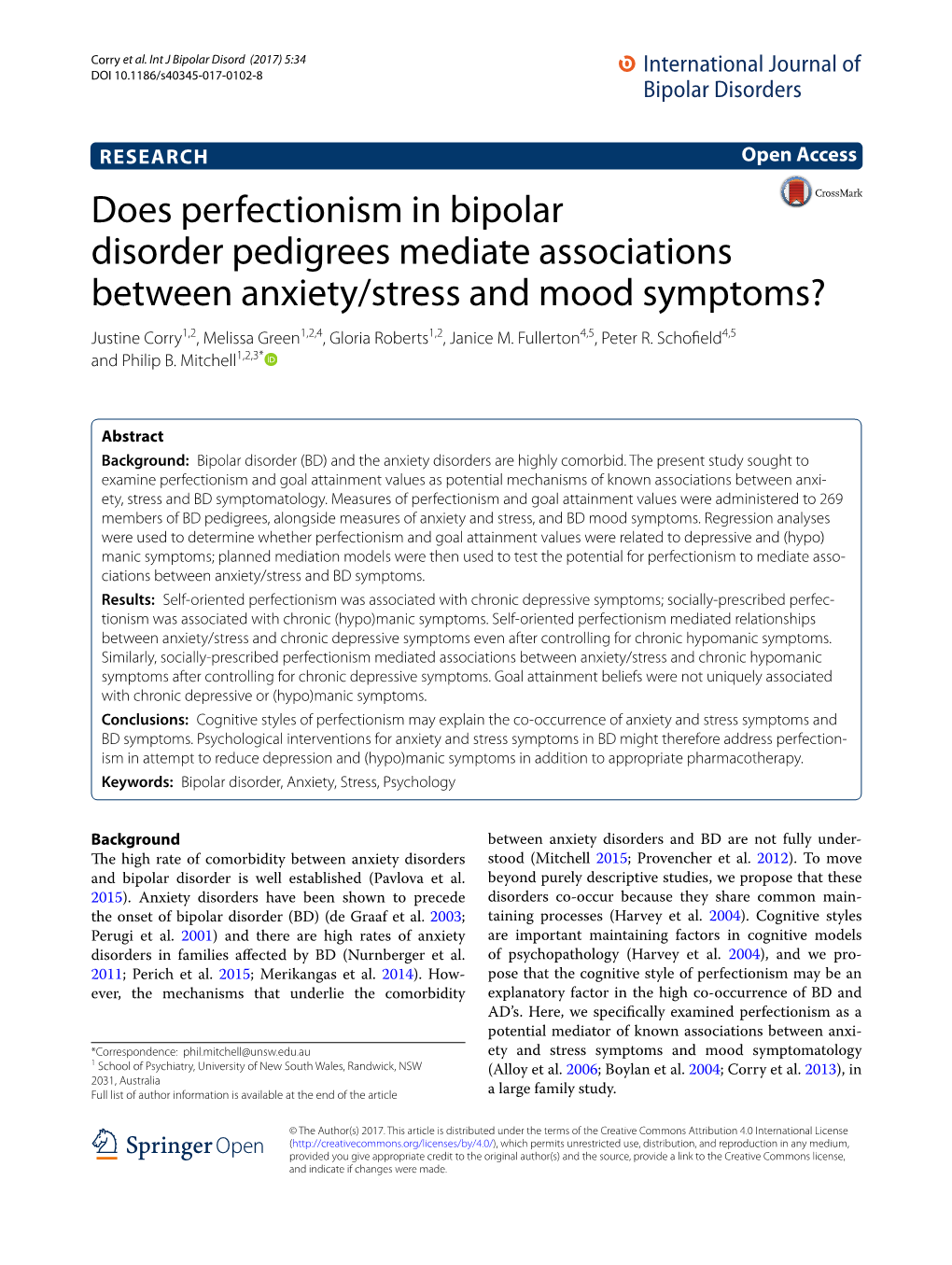 Does Perfectionism in Bipolar Disorder Pedigrees Mediate Associations