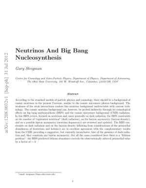Neutrinos and Big Bang Nucleosynthesis