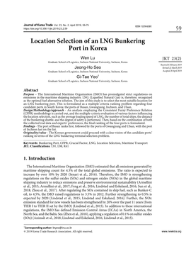 Location Selection of an LNG Bunkering Port in Korea