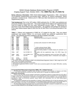NOAA Climate Database Modernization Program (CDMP) Imaging Support Task, October 2003—Title: WMO Pub