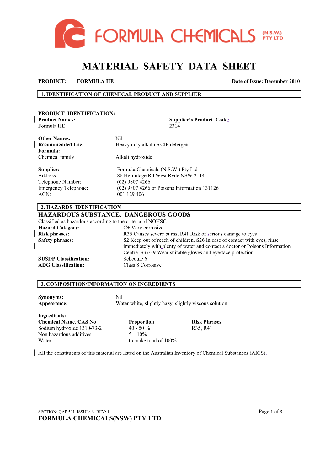 Material Safety Data Sheet s79