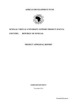 Senegal Virtual University Support Project (Pauvs)