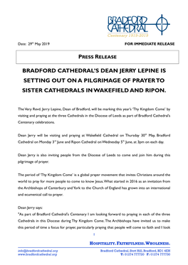 Bradford Cathedral's Dean Jerry Lepine Is Setting Out