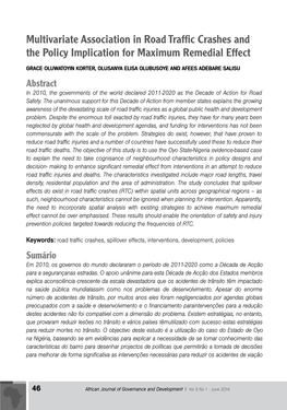 Multivariate Association in Road Traffic Crashes and the Policy Implication for Maximum Remedial Effect