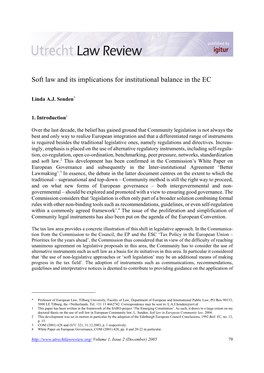 Soft Law and Its Implications for Institutional Balance in the EC